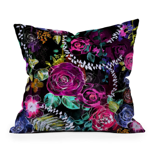 Holly Sharpe Rose Garden at Night Throw Pillow