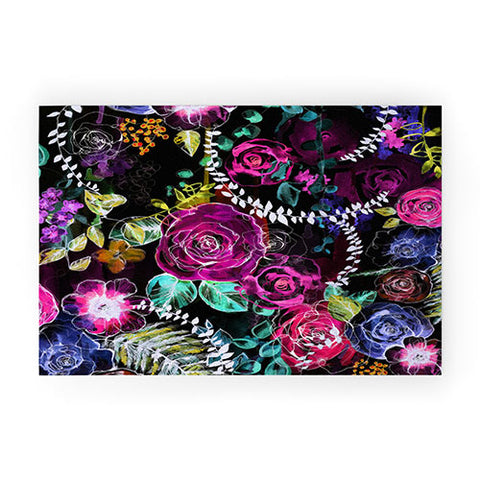 Holly Sharpe Rose Garden at Night Welcome Mat