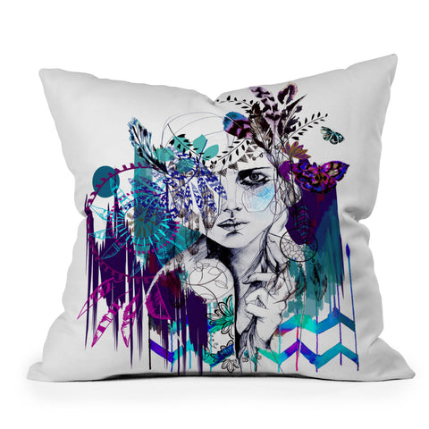 Holly Sharpe Tribal Girl Colourway Throw Pillow