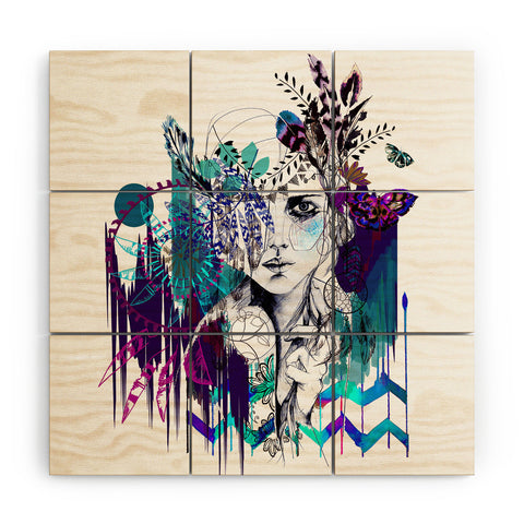 Holly Sharpe Tribal Girl Colourway Wood Wall Mural