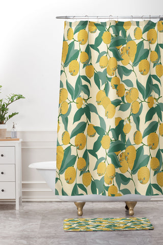 Huebucket Lemon Pugs Shower Curtain And Mat