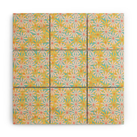 Inez Jestine Retro Sunny Floral Wood Wall Mural