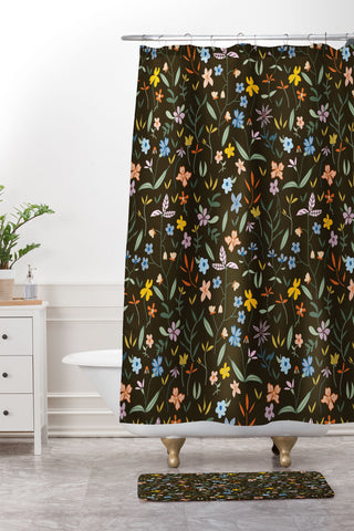 Inez Jestine Vintage Inspired Wildflower Shower Curtain And Mat