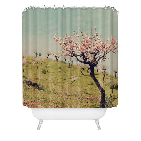 Ingrid Beddoes Almond Blossom Hill Shower Curtain