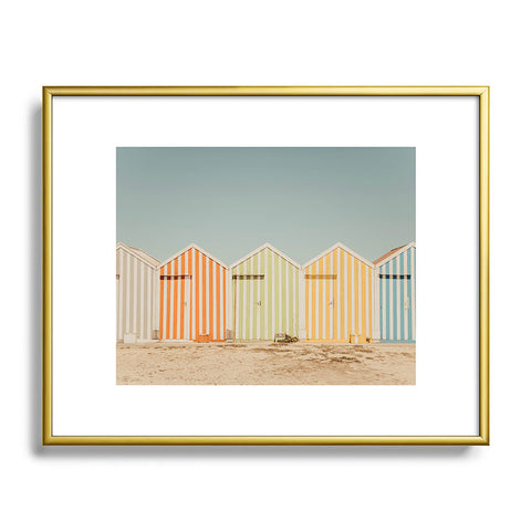 Ingrid Beddoes Beach Huts II Metal Framed Art Print