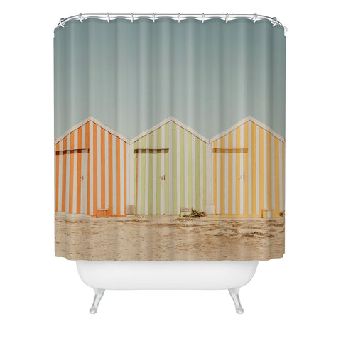Ingrid Beddoes Beach Huts II Shower Curtain