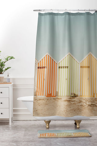 Ingrid Beddoes Beach Huts II Shower Curtain And Mat