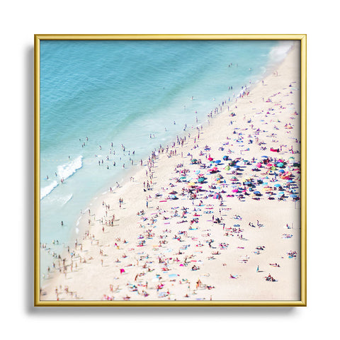 Ingrid Beddoes beach summer fun Metal Square Framed Art Print