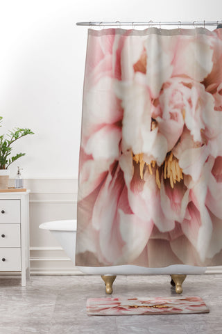 Ingrid Beddoes Blush Pink Peony Shower Curtain And Mat