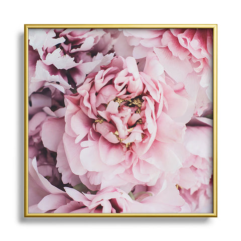 Ingrid Beddoes Blushing Pink Peonies Metal Square Framed Art Print