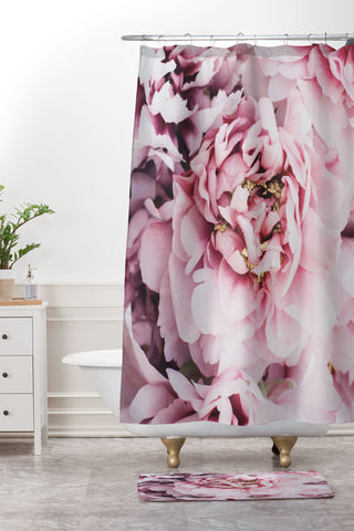 Ingrid Beddoes Blushing Pink Peonies Shower Curtain And Mat