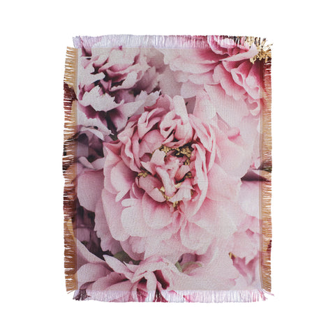 Ingrid Beddoes Blushing Pink Peonies Throw Blanket