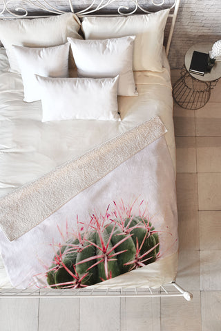 Ingrid Beddoes cactus red Fleece Throw Blanket