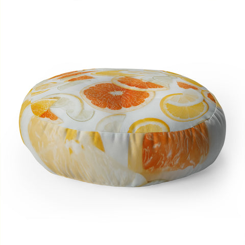 Ingrid Beddoes citrus orange twist Floor Pillow Round