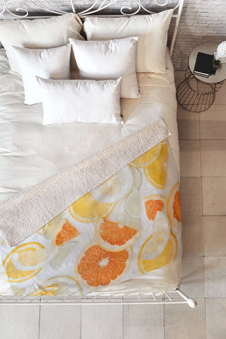Ingrid Beddoes citrus orange twist Fleece Throw Blanket