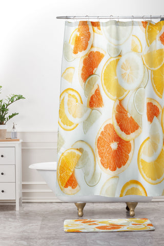 Ingrid Beddoes citrus orange twist Shower Curtain And Mat