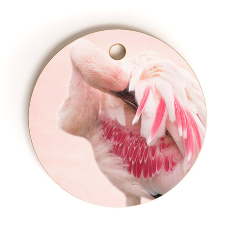 Ingrid Beddoes flamingo love Cutting Board Round