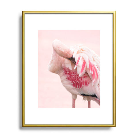 Ingrid Beddoes flamingo love Metal Framed Art Print