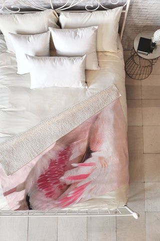 Ingrid Beddoes flamingo love Fleece Throw Blanket