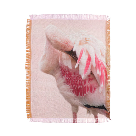 Ingrid Beddoes flamingo love Throw Blanket