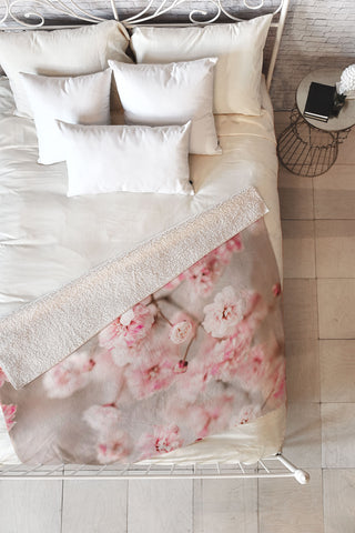 Ingrid Beddoes Gypsophila pink blush Fleece Throw Blanket
