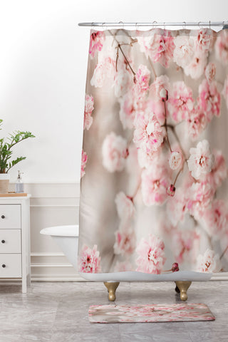 Ingrid Beddoes Gypsophila pink blush Shower Curtain And Mat