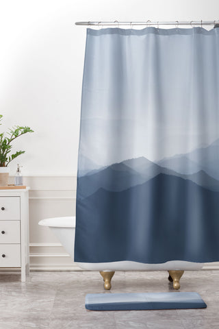 Ingrid Beddoes Hazy morning blues Shower Curtain And Mat