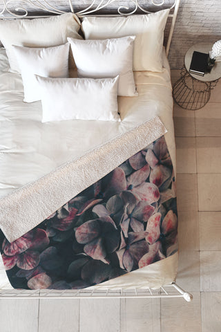 Ingrid Beddoes Hydrangea Moody Blues Fleece Throw Blanket