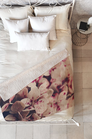 Ingrid Beddoes Hydrangea Pink Freckels Fleece Throw Blanket