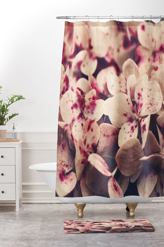 Ingrid Beddoes Hydrangea Pink Freckels Shower Curtain And Mat