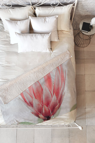 Ingrid Beddoes King Protea flower Fleece Throw Blanket