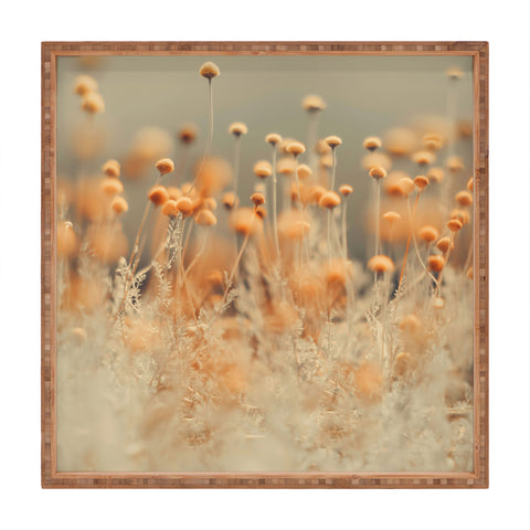 Ingrid Beddoes Mustard Yellow Flowers Square Tray