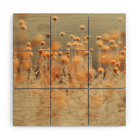 Ingrid Beddoes Mustard Yellow Flowers Wood Wall Mural