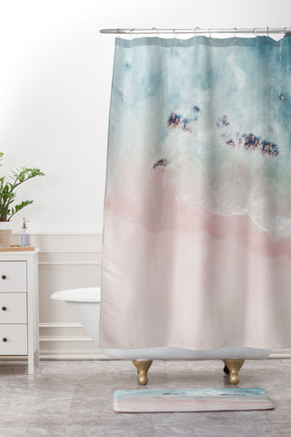 Ingrid Beddoes Ocean Pink Blush Shower Curtain And Mat