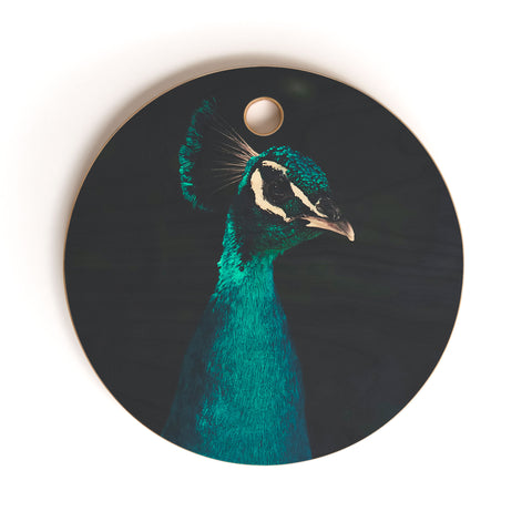 Ingrid Beddoes Peacock and Proud Cutting Board Round