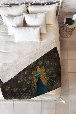 Ingrid Beddoes Peacock and proud III Fleece Throw Blanket