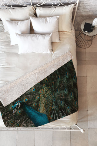 Ingrid Beddoes Peacock and proud IV Fleece Throw Blanket