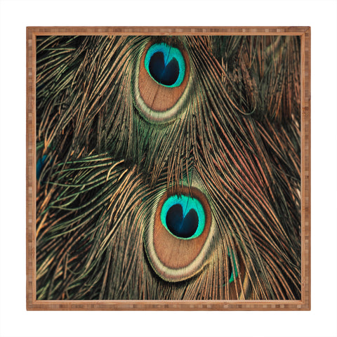 Ingrid Beddoes peacock feathers II Square Tray