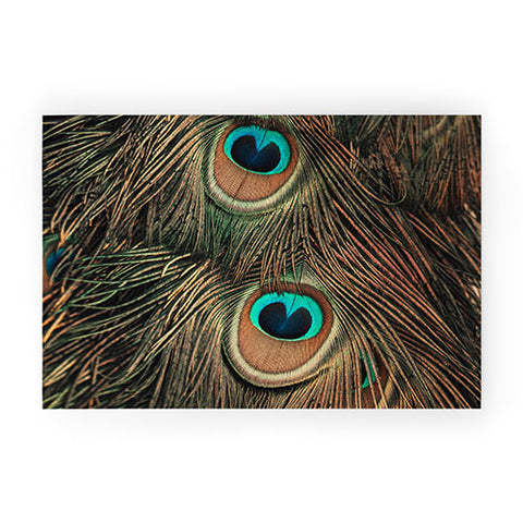 Ingrid Beddoes peacock feathers II Welcome Mat