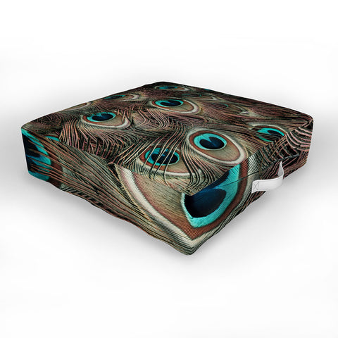 Ingrid Beddoes peacock feathers III Outdoor Floor Cushion