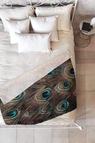 Ingrid Beddoes peacock feathers III Fleece Throw Blanket