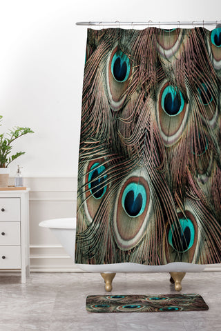Ingrid Beddoes peacock feathers III Shower Curtain And Mat