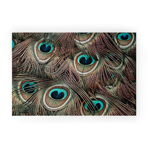 Ingrid Beddoes peacock feathers III Welcome Mat