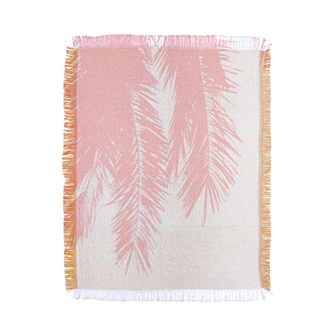 Ingrid Beddoes Pink chiffon palm Throw Blanket