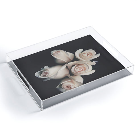 Ingrid Beddoes Pink Ivory Rose Bouquet Acrylic Tray