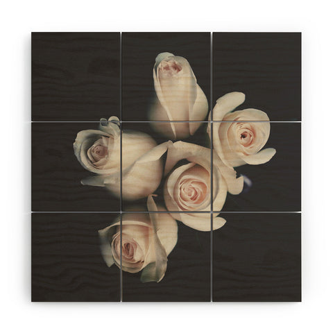 Ingrid Beddoes Pink Ivory Rose Bouquet Wood Wall Mural