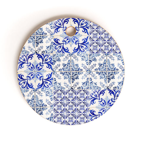 Ingrid Beddoes Portuguese Azulejos Cutting Board Round