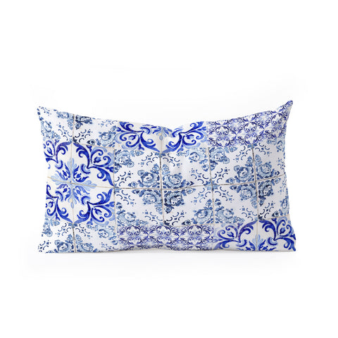 Ingrid Beddoes Portuguese Azulejos Oblong Throw Pillow