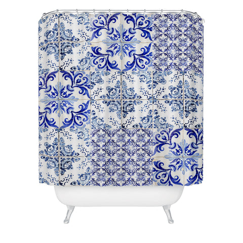 Ingrid Beddoes Portuguese Azulejos Shower Curtain