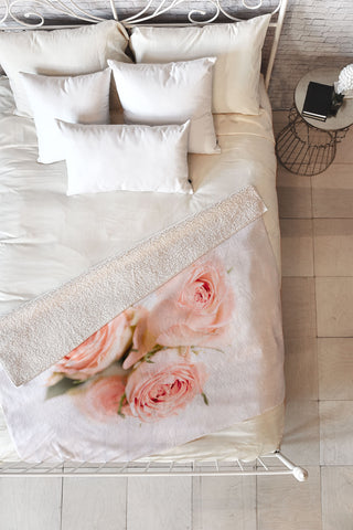 Ingrid Beddoes Rose pink lemonade Fleece Throw Blanket